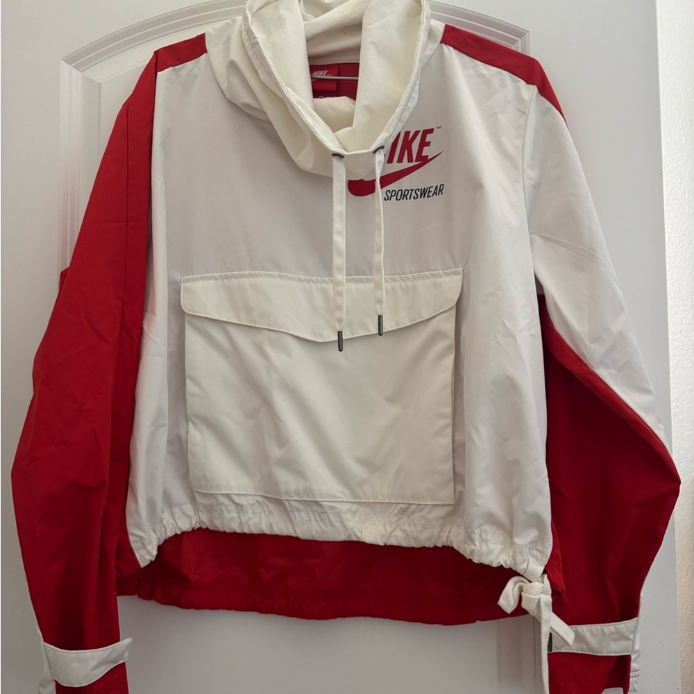 Nike Red and White Varsity Windbreaker Jacket